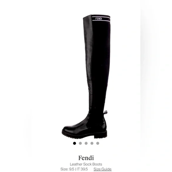 . Fendi Leather Over-The-Knee Sock Boots - Picture 1 of 9
